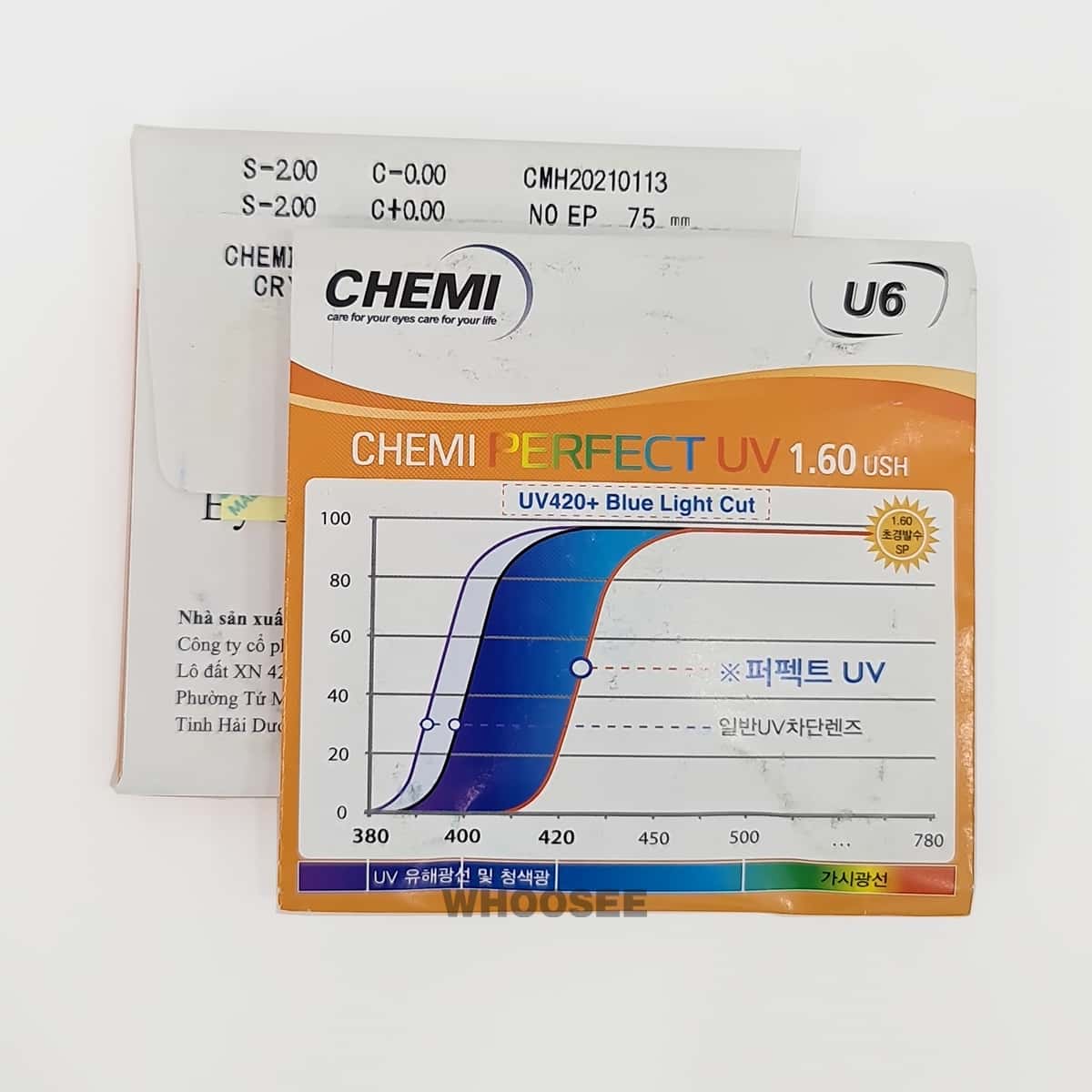 Tròng Kính Cận Chemi Crystal U6 Cp 60sp Chiết Xuất 1.60