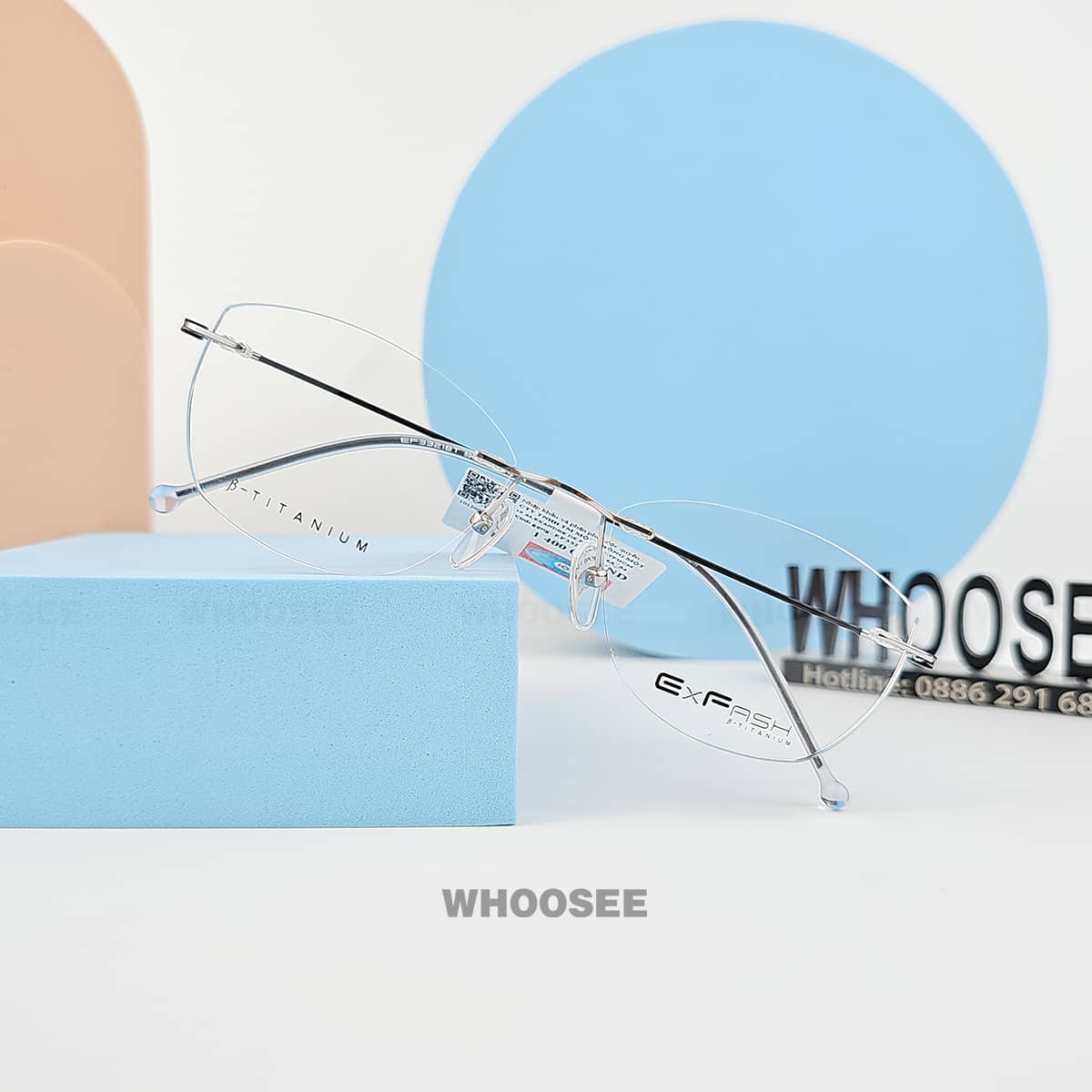 gọng kính không viền exfash dáng mắt mèo ef33218t 894a cao cấp phong cách thanh lịch