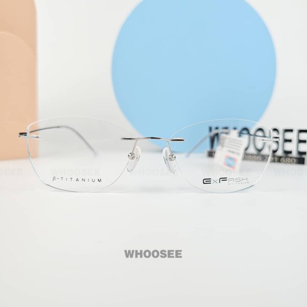 gọng kính không viền exfash dáng mắt mèo ef33218t 894a cao cấp phong cách thanh lịch