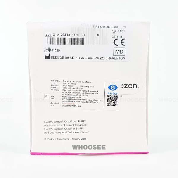 eyezen start stock chiết suất 1.60 blueuv capture