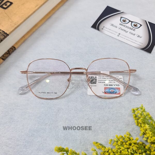 gọng kính cận kim loại màu vàng hồng dáng lục giác cho nữ velocity vl27052 c02 38623291
