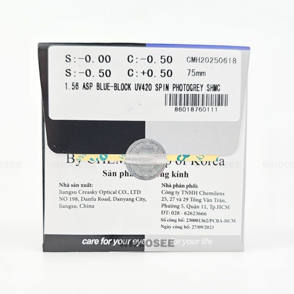 tròng kính chemi đổi màu chiết suất 1.56