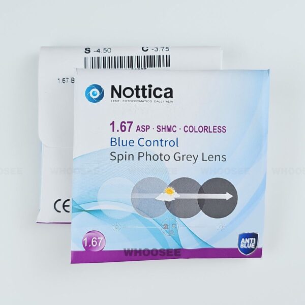 tròng kính nottica n5 blue control photo grey 1.67