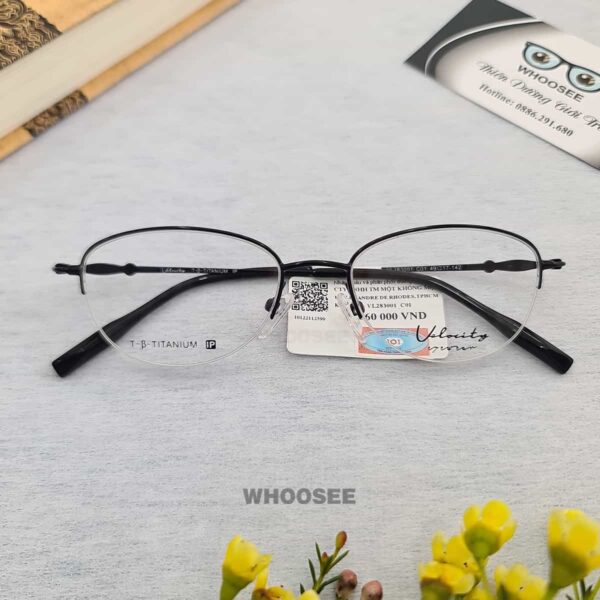 Velocity VL283001 C01 titanium sieu nhe dang mat vuong bau xe cuoc Mau den Nu