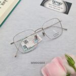 gọng kính cận titanium màu trắng bạc cho nam nữ parim 87008 n1